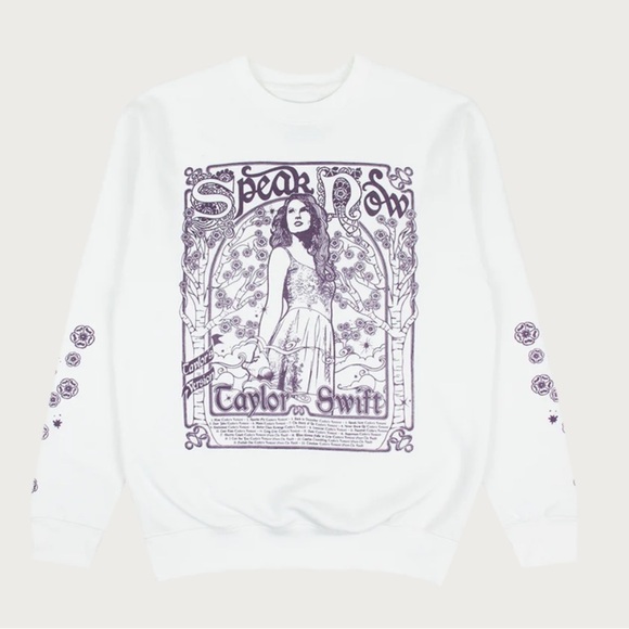 Taylor Swift Speak Now Taylor's Version Tracklist White Crewneck Sweatshirt 2XL - Picture 1 of 13
